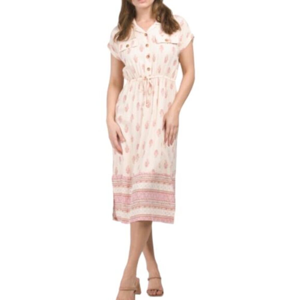 Lucky brand Tied Waist Floral Lightweight Shirt Sundress Size L M New